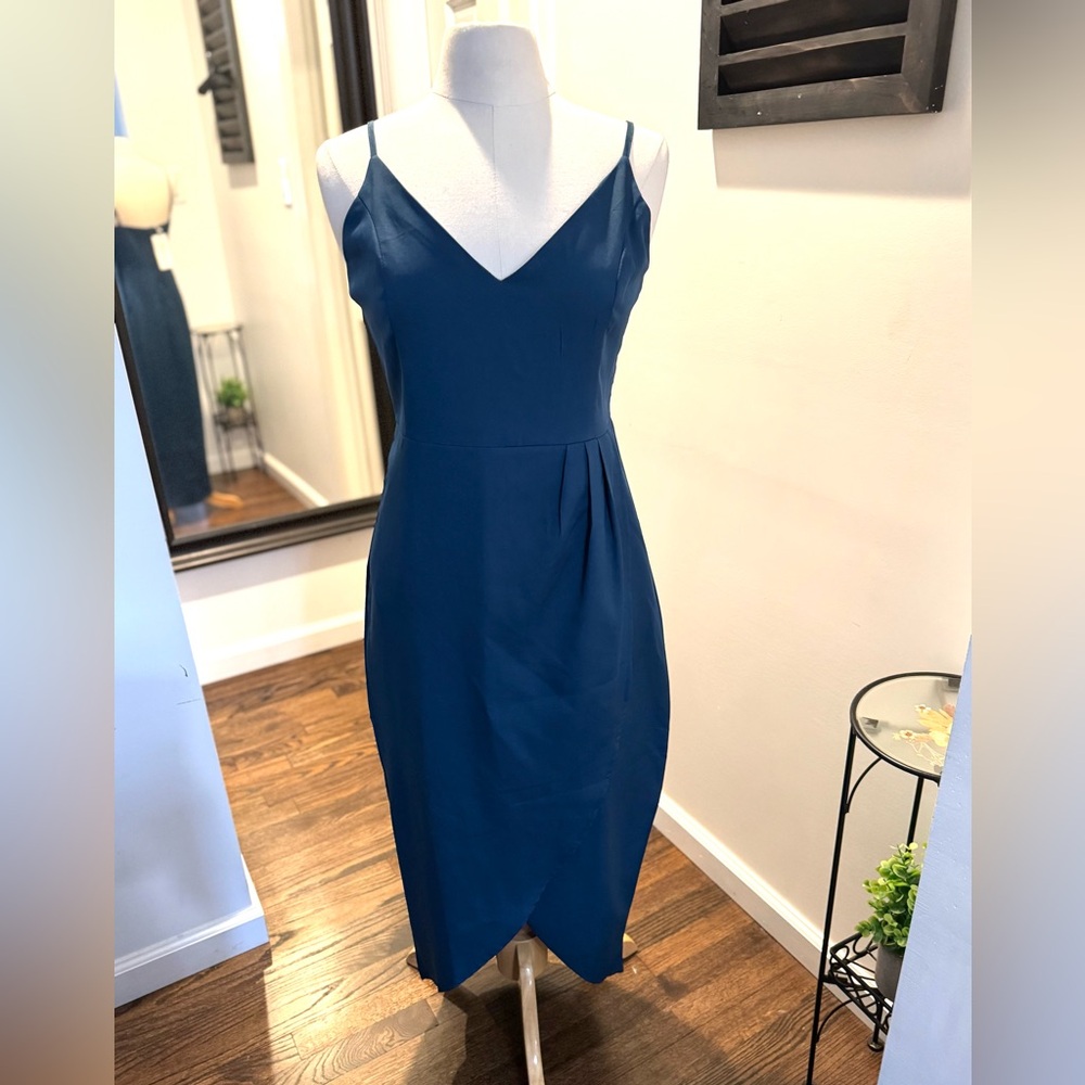 Chic Asymmetrical Teal Dress